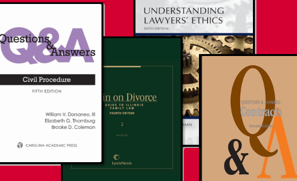 Book covers for Q&A, Illinois practice materials on divorce, and other legal topics