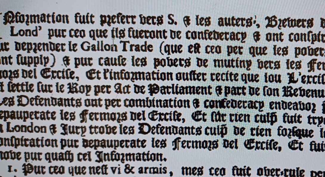 Example of the use of Law French (1585)