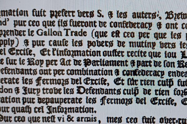 Example of the use of Law French (1585)